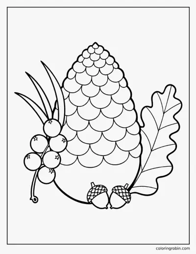 Pinecone and Berries coloring page