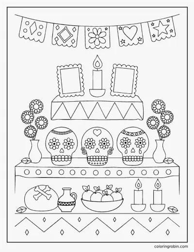 Day of the Dead Ofrenda coloring page