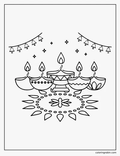 Diya Lamps for Diwali coloring page
