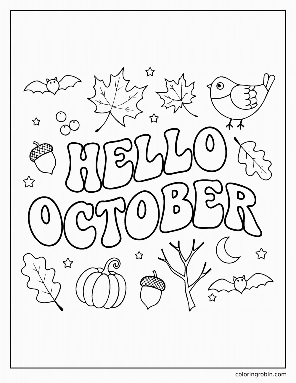 Hello October coloring page