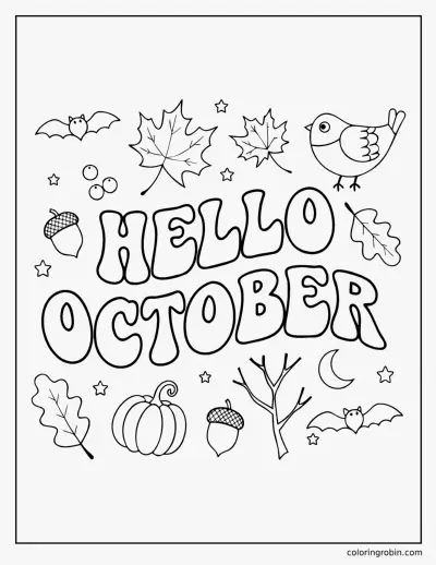 Hello October coloring page