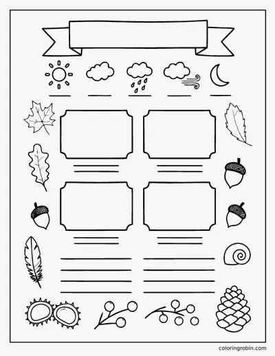 October Nature Journal coloring page