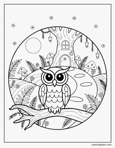 Enchanted Forest Owl coloring page