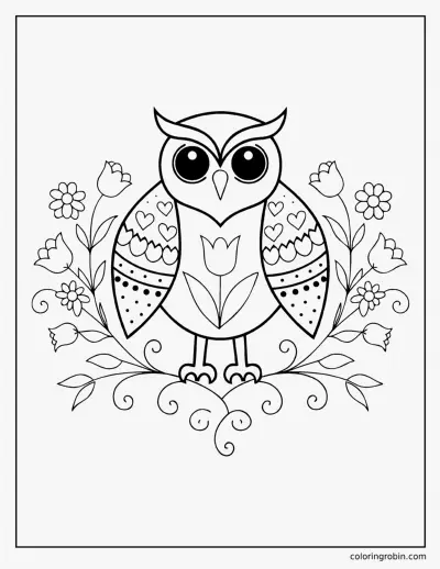 Folk Art Owl coloring page