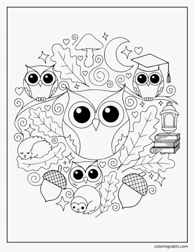 Owl Doodle Page coloring page