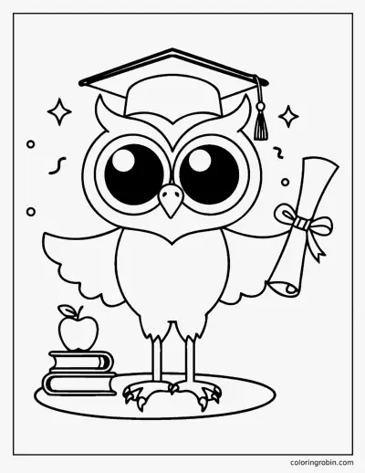 Owl Graduate coloring page