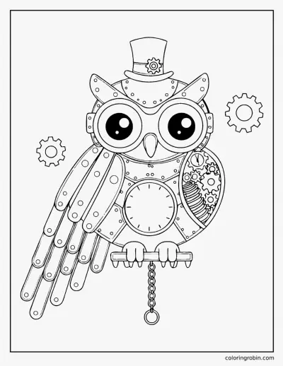 Steampunk Owl coloring page