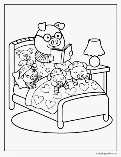 Bedtime Story for Piglets coloring page