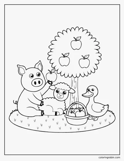 Pig and Farm Friends coloring page