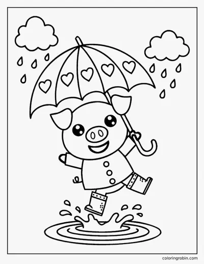 Pig in Rain Boots coloring page