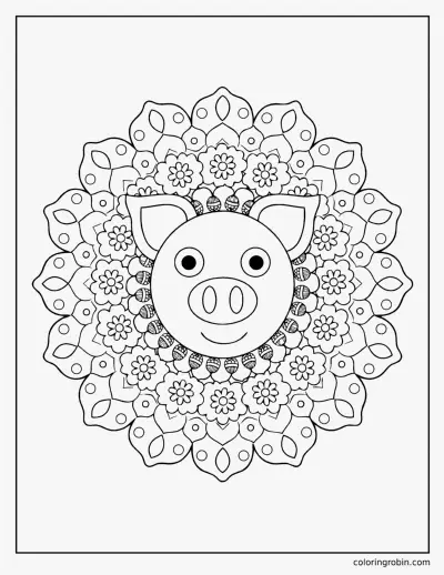 Pig Mandala coloring page