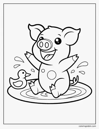 Piglet in a Puddle coloring page