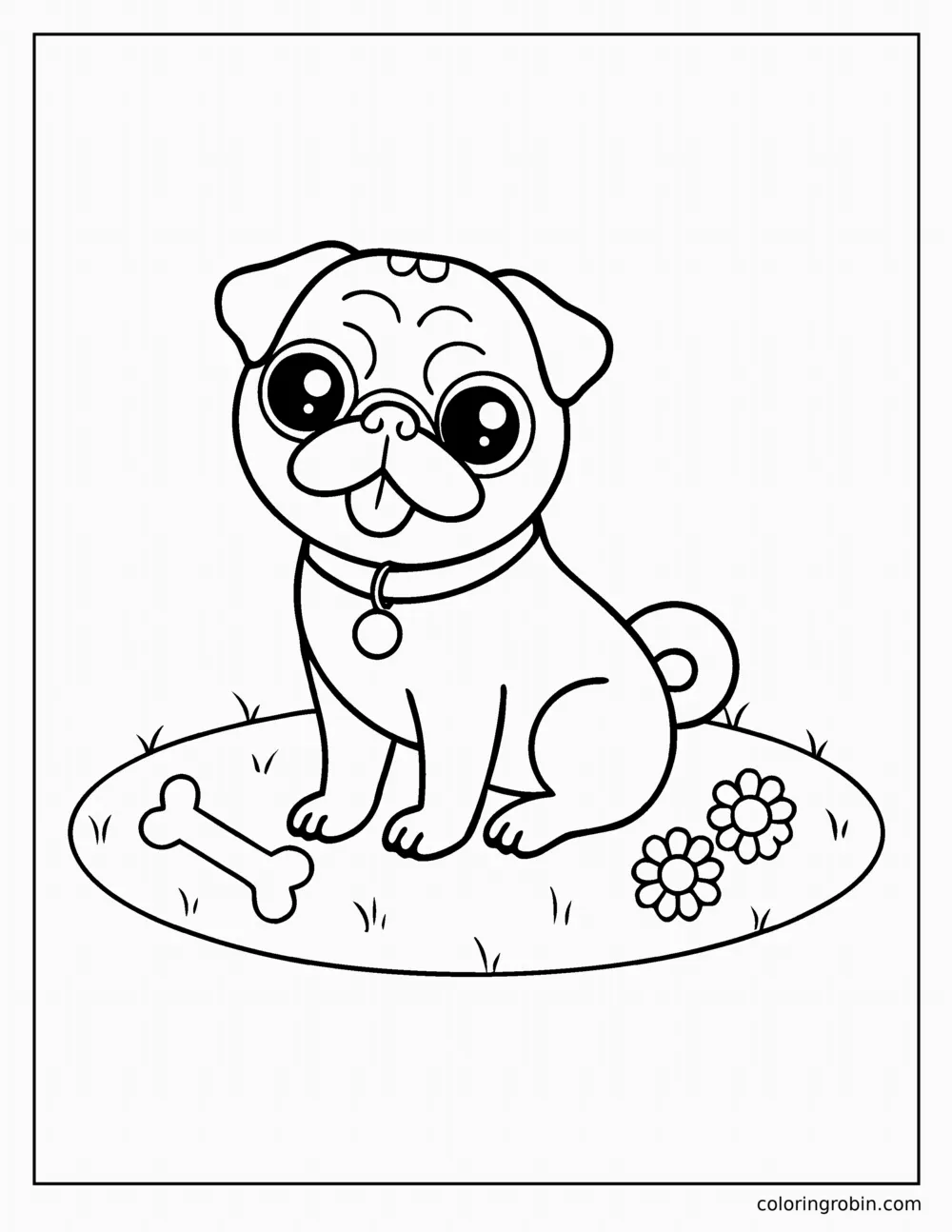 Cute Pug coloring page