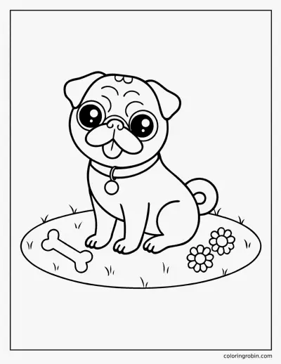 Cute Pug coloring page