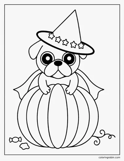 Halloween Pug coloring page