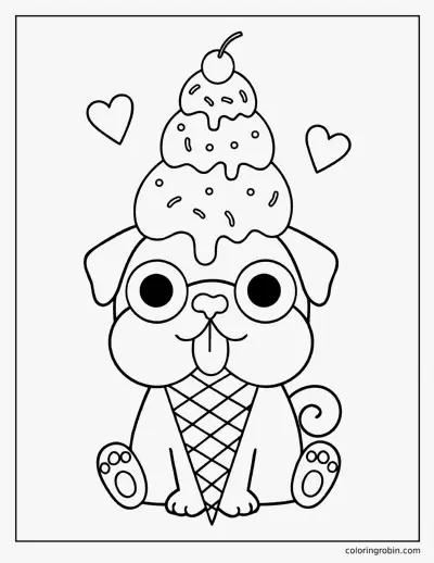 Pug Ice Cream coloring page
