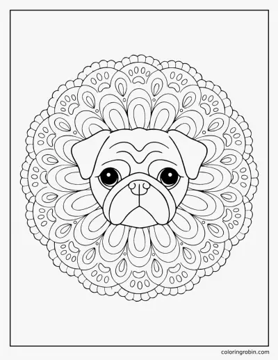 Pug Mandala coloring page