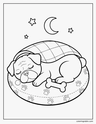 Sleepy Pug coloring page