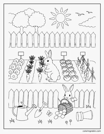 Bunny in the Garden coloring page