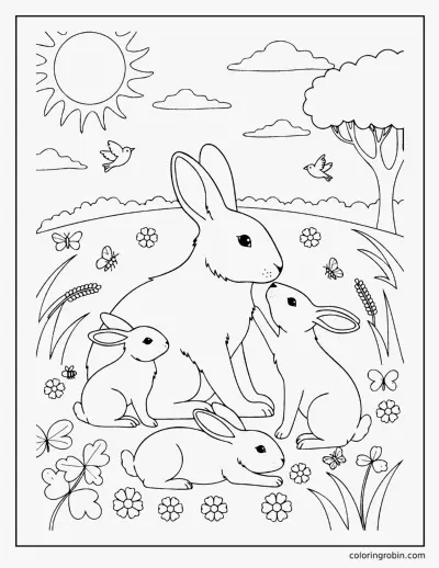 Rabbit Family coloring page