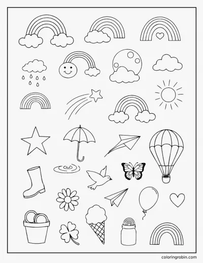 Rainbow Doodle Page coloring page