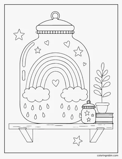 Rainbow in a Jar coloring page