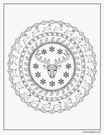 Reindeer Mandala coloring page