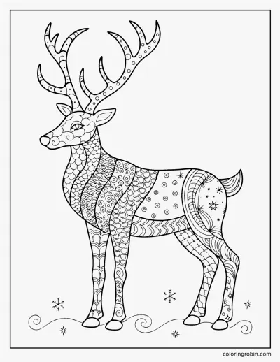 Zentangle Reindeer coloring page