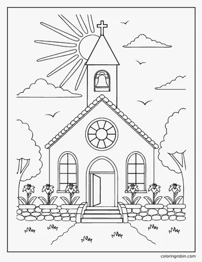 Easter Morning Church coloring page