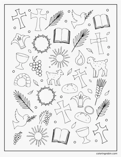 Easter Symbols Doodle Page coloring page