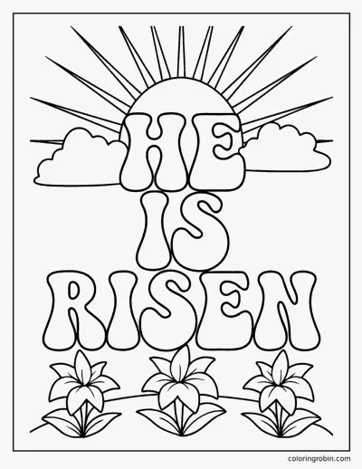 He Is Risen Lettering coloring page