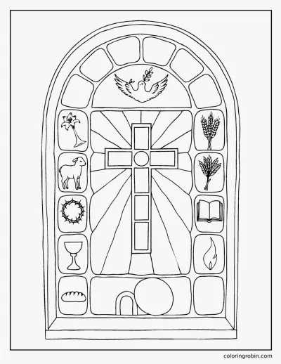 Stained Glass Cross coloring page