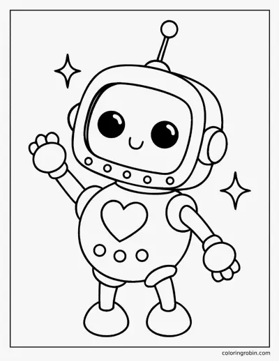 Kawaii Robot coloring page