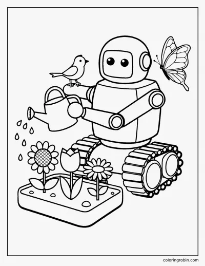 Robot Gardener coloring page