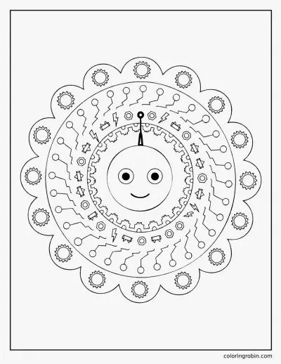 Robot Mandala coloring page