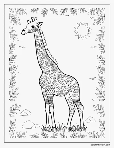 Patterned Giraffe coloring page