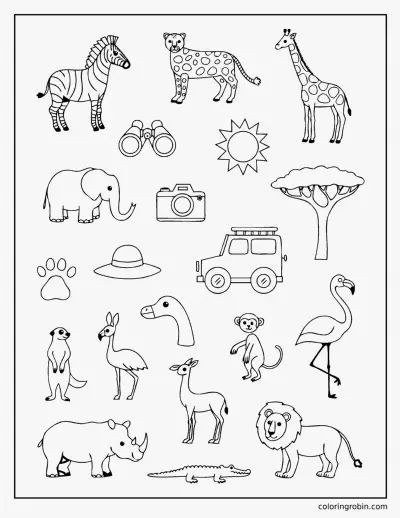 Safari Doodle Page coloring page