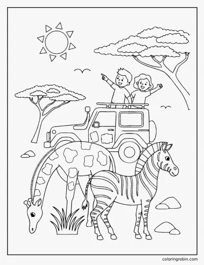 Safari Jeep coloring page