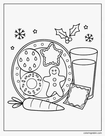 Cookies and Milk for Santa coloring page