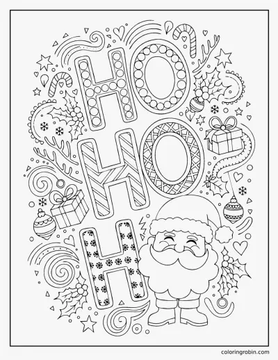 Ho Ho Ho Lettering coloring page