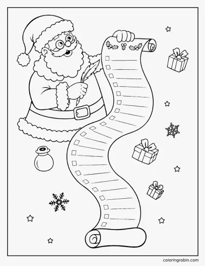 Santa Checking His List coloring page