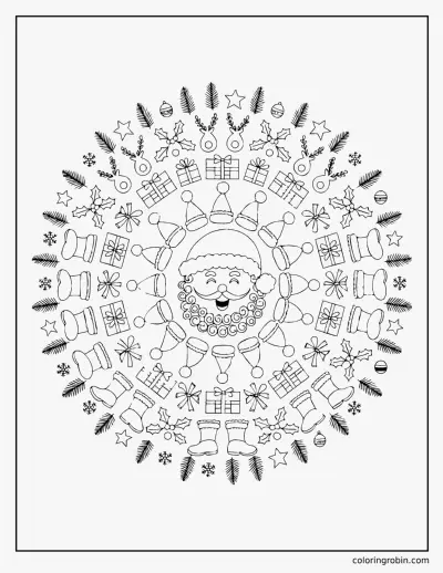 Santa Mandala coloring page