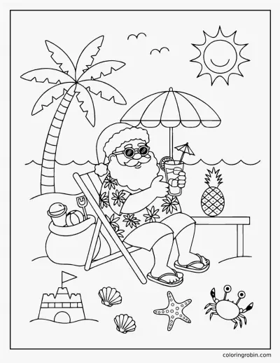 Santa on Holiday coloring page