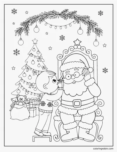 Visiting Santas Grotto coloring page
