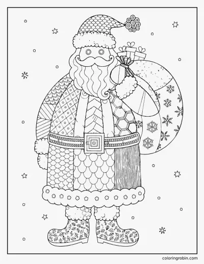Zentangle Santa coloring page