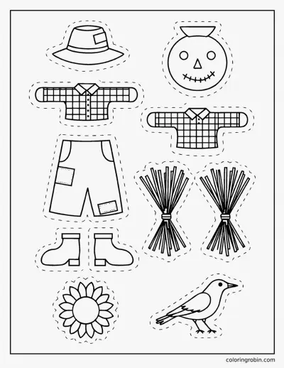 Build a Scarecrow Cut Out coloring page