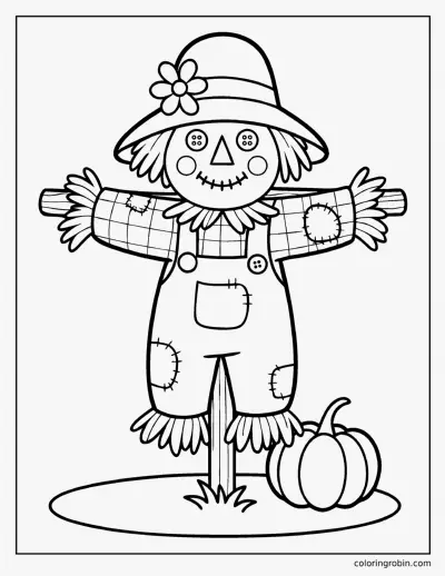 Friendly Scarecrow coloring page