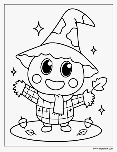 Kawaii Scarecrow coloring page
