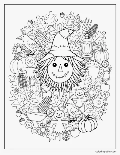 Scarecrow Doodle Page coloring page