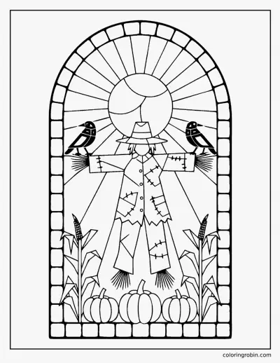 Stained Glass Scarecrow coloring page